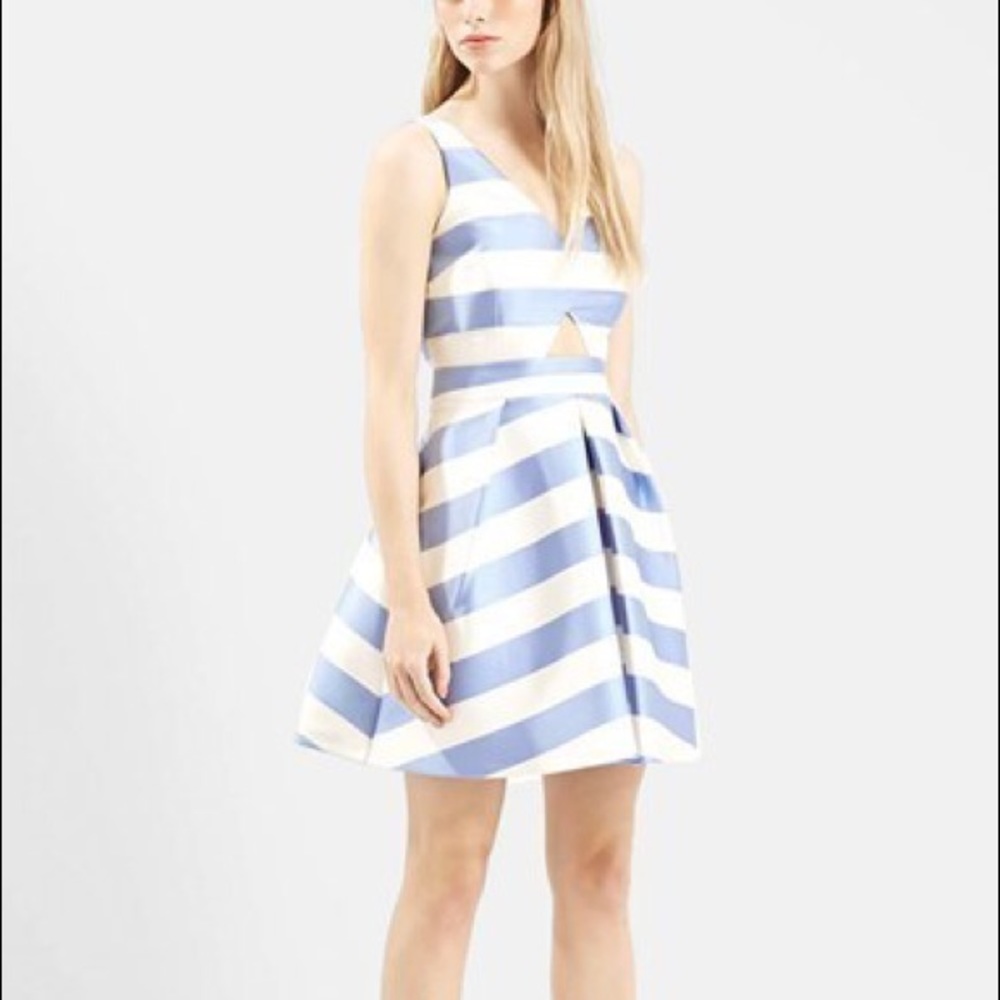 Topshop Pick-a-boo Striped Dress